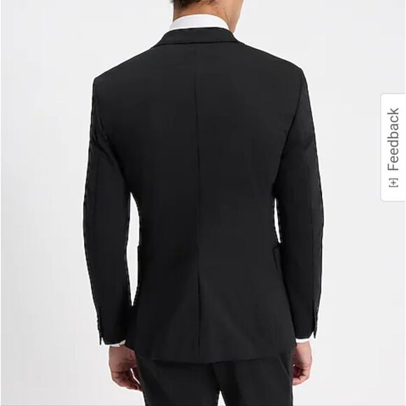 Slim Black Stretch Cotton Blend Knit Suit Jacket - Picture 4 of 7